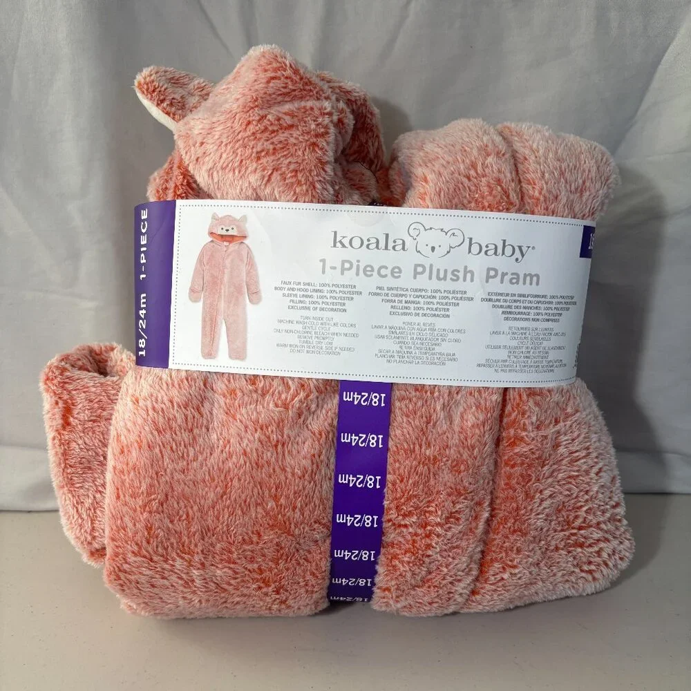 🆕 koalababy 1 piece plush pram, peach fleece baby 18/24 mos - NWT